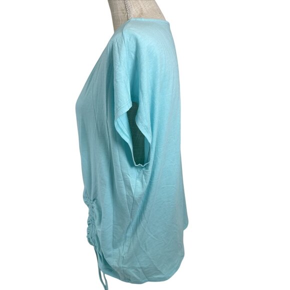 Rachel Roy XL Light Blue Short Sleeve Top With Side Drawstring - Picture 2 of 8